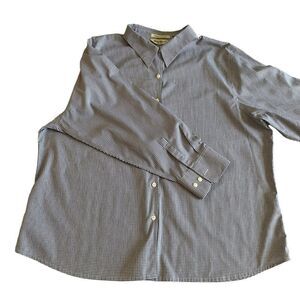 Eddie Bauer Wrinkle Resistant Black and White Gingham Dress Shirt